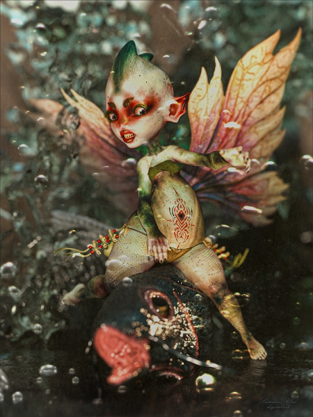 Piplette riding the Dragon fish 1000
