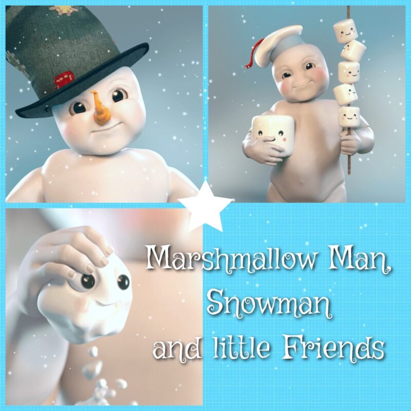 Marshmallow Man and Snow Man for Genesis 8 Male