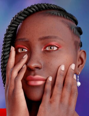 black women with light red makeup, pearl earrings, and black braided hair