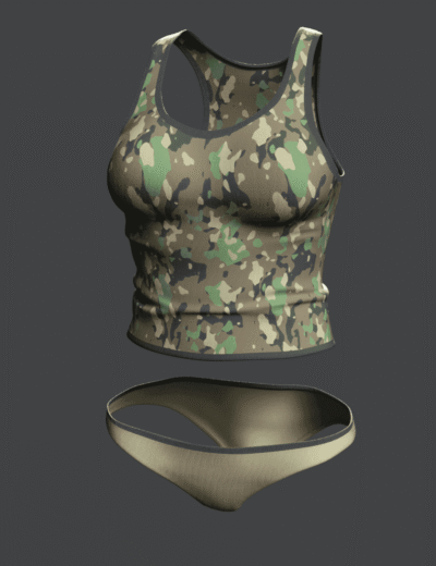 Daz Studio camo tank and cotton underwear outfit for Genesis 8 Female and Genesis 9
