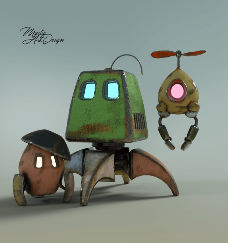 Cute flying Robot and Friends - Image 3