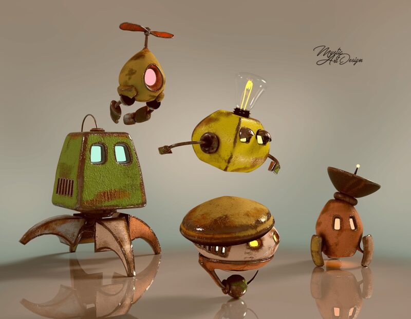 Cute flying Robot and Friends - Image 10