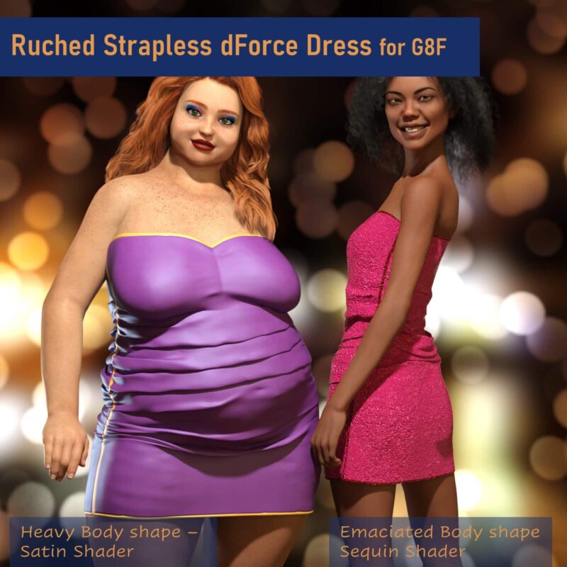 Ruched Strapless dForce Dress for G8F - Image 2