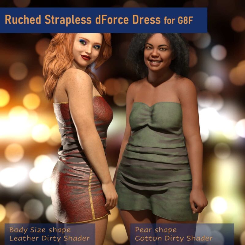 Ruched Strapless dForce Dress for G8F - Image 3