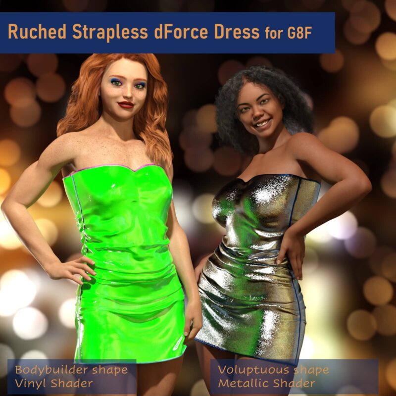 Ruched Strapless dForce Dress for G8F - Image 4