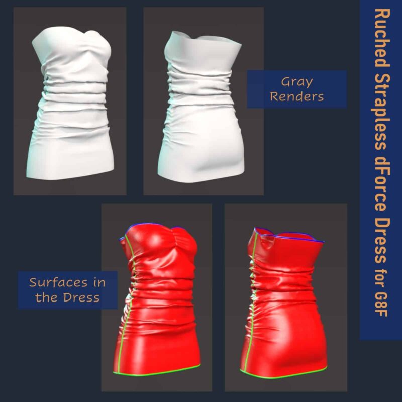 Ruched Strapless dForce Dress for G8F - Image 6