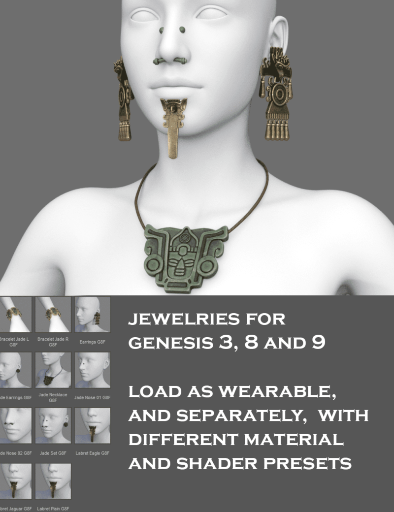 Mesoamerican & Modern Jewelry Sets for Genesis 3, 8 and 9 - Image 16