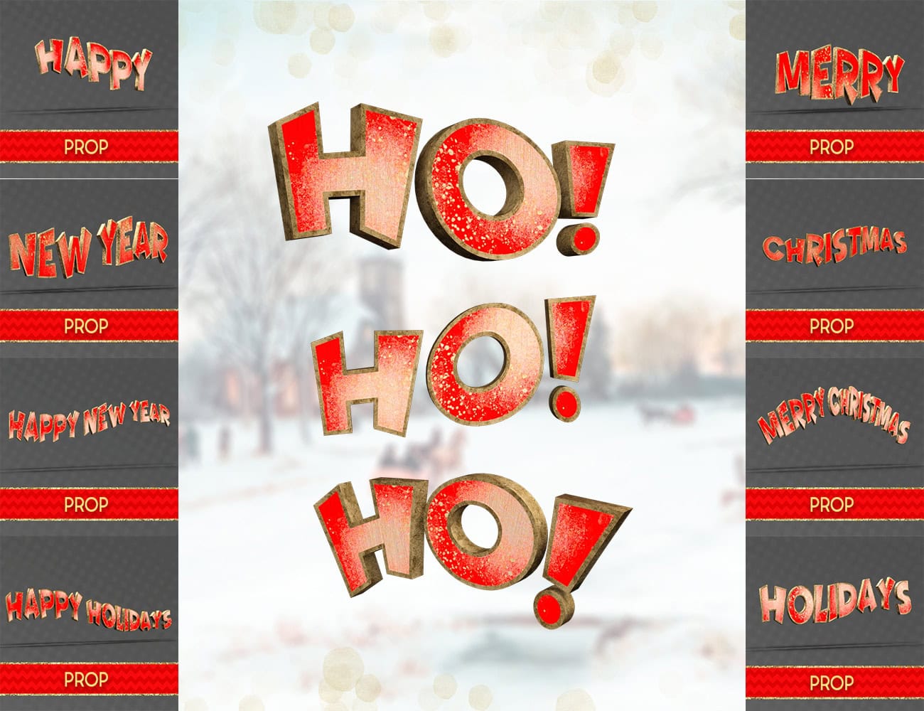 Christmas DAZ freebie featuring 3D “Ho! Ho! Ho!” letters and holiday sign props.