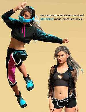 Mixable hoodies for genesis 9 12 daz3d