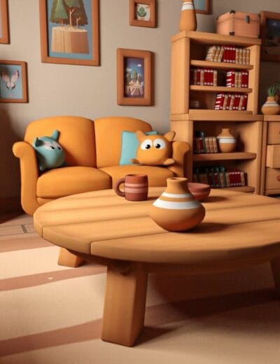 Cozy Cartoon World Living Room 01