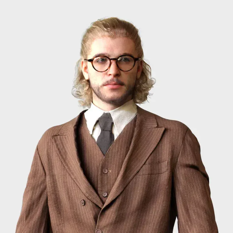 Daz SBH hair tutorial render of vintage male character with slicked-back blond hair.