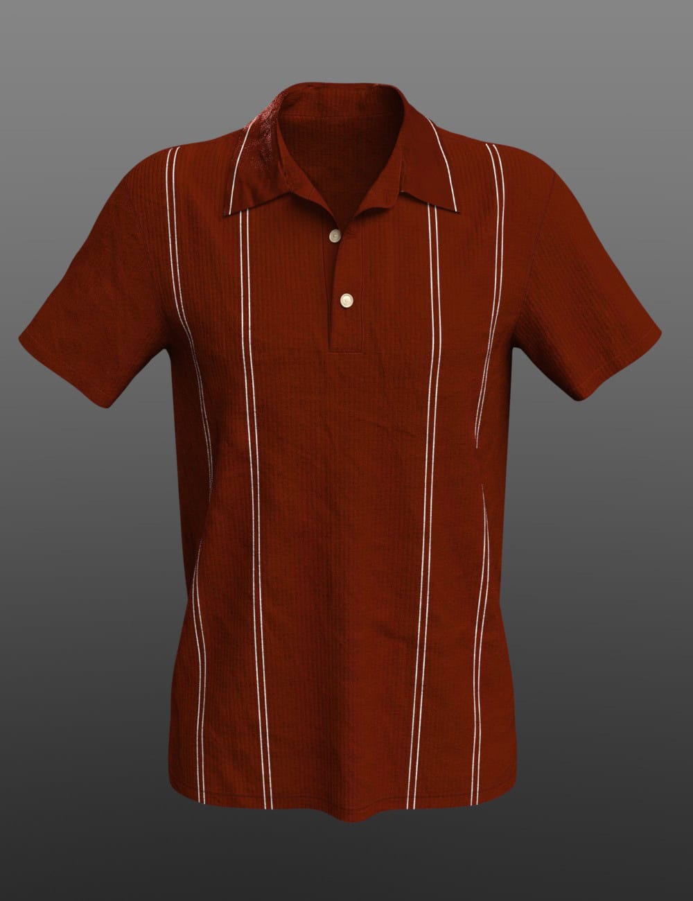 Versatile dForce Casual Shirt for Genesis 9 – Unisex Morphs 3 Rust vintage striped summer shirt for Genesis 9 with half-button placket