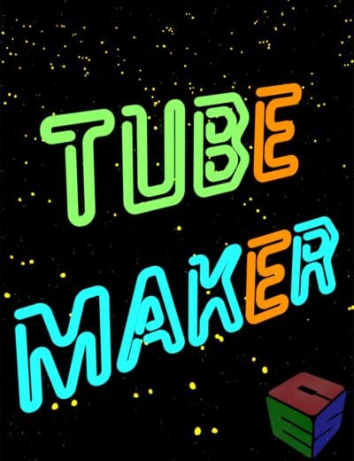 Tube Maker for Daz Studio neon logo with glowing text and 3D cube