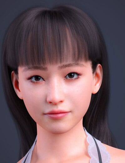 6 Months In: Common Genesis 9 Rendering Challenges & Solutions 5 Sayuri Genesis 9 realistic 3D female character portrait with dark hair and bangs
