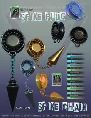 An example of shaders on the left and right spike plugs with examples of the Chained Spike's movements