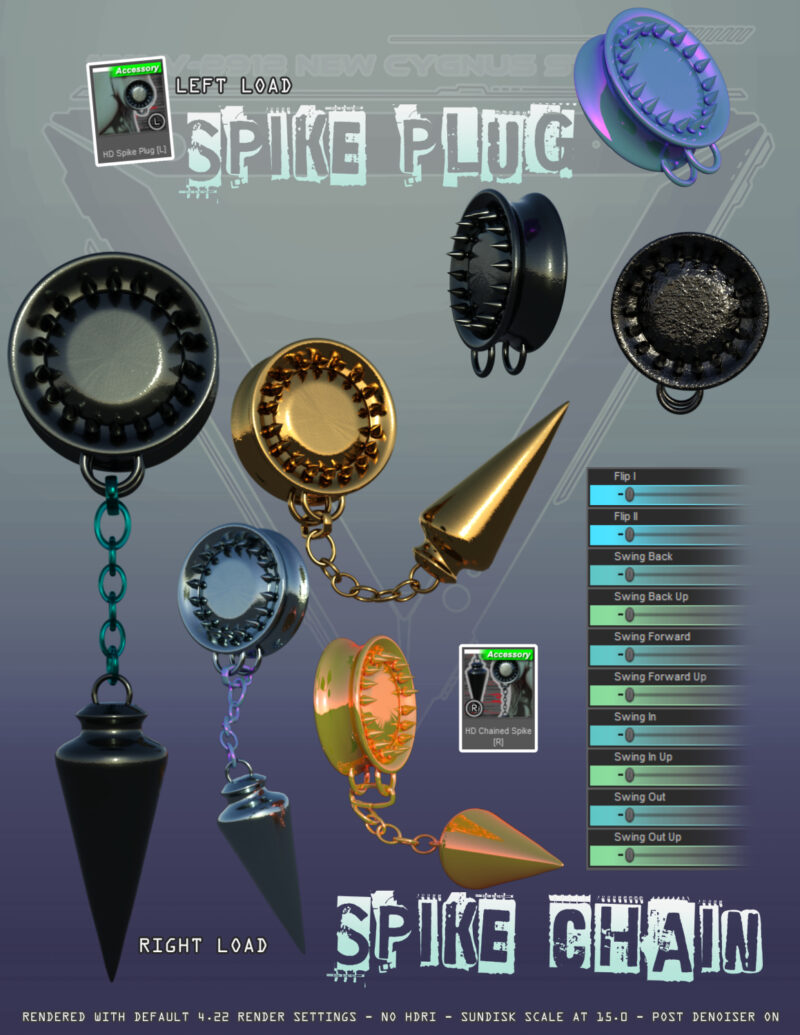 An example of shaders on the left and right spike plugs with examples of the Chained Spike's movements