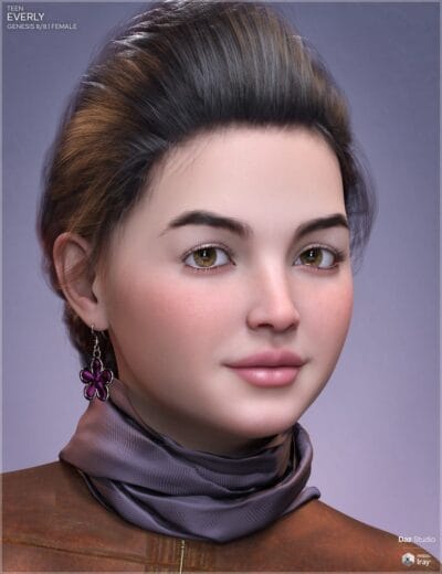 6 Months In: Common Genesis 9 Rendering Challenges & Solutions 4 Realistic 3D portrait of Everly with amber eyes, brown hair, leather jacket, and scarf