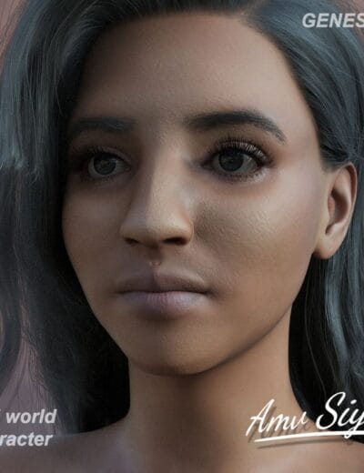 Photorealistic Siya Genesis 9 3D female character portrait with dark hair
