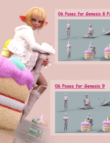 Cute Cake Plush Poses with Genesis 8F and G9
