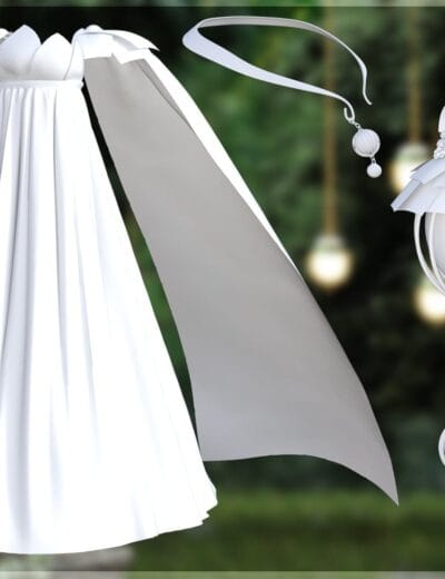 A highly detailed collection of 3D assets for Genesis 8 Female, featuring a flowing gown, lantern, and jewelry. Designed for realistic or fantasy woodland scenes, these Daz3D-compatible models enhance your digital art projects.