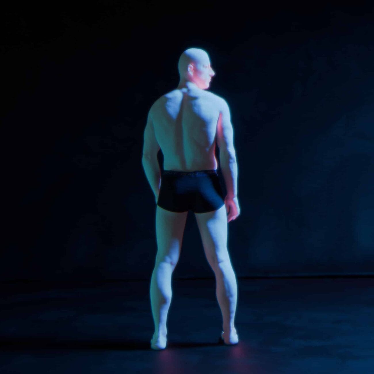 3D human model with muscular features, digital art, fitness, and anatomy visualization for Daz3D asset creation.