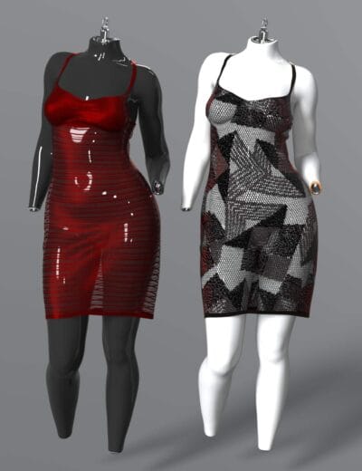 Elegant 3D dresses designed for Daz3D avatars showcasing high-quality textures and intricate details, perfect for digital fashion and character visualization.