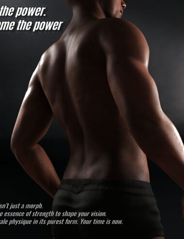 Promo2 Vigorous muscular male torso with smooth skin, emphasizing strength and fitness, suitable for 3D modeling and Daz3D assets.