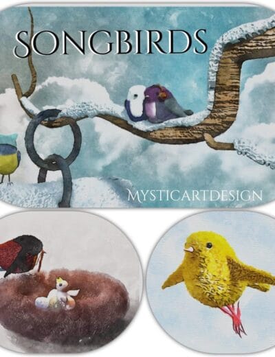 Beautiful digital artwork featuring adorable songbird scenes, perfect for Daz3D assets, showcasing colorful chick and bird illustrations for creative projects.
