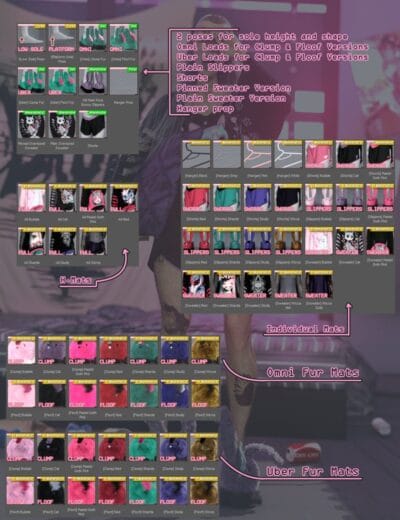 3D Shards - High-quality Daz3D assets including individual mats for furry textures, poses, clothing, and accessories for realistic and customizable 3D character creation and styling.