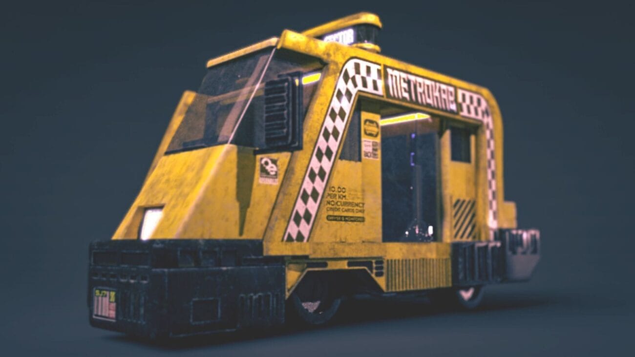 Yellow futuristic metro train model, high-detail Daz3D asset, sci-fi city transportation, 3D rendering for game or cinematic scenes, available from 3D SHARDS.
