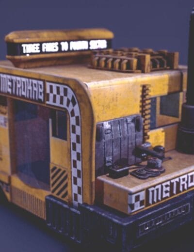 Retro-style arcade game cutter 3D model with vintage details and industrial design, perfect for Daz3D assets, CGI render, artsy visual, high-quality textures, and detailed modeling for 3D artists.