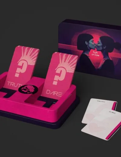 Pink card game set with "Truth or Dare" theme and stylized female artwork for Daz3D assets, ideal for digital art and gaming projects.