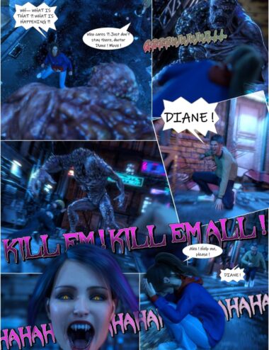 KDS_02_01_PNG 3D Shadow Creature Attack Comic Scene, Cyberpunk City Background, Horror Zombies, Digital Artwork, Daz3D Assets, High-Quality 3D Modeling.