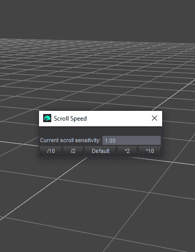 Scroll speed adjustment interface in 3D software for enhanced animation control, showcasing user-friendly options for setting scroll sensitivity in 3D rendering projects.