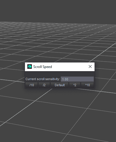 Scroll speed adjustment interface in 3D software for enhanced animation control, showcasing user-friendly options for setting scroll sensitivity in 3D rendering projects.