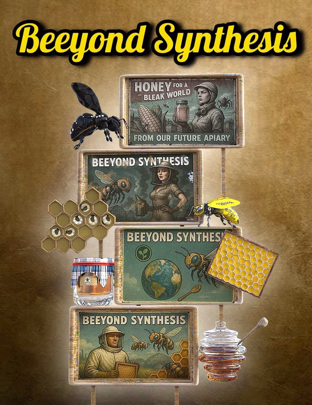 Honey bees, beekeeping gear, honey jars, and bee-themed illustrations showcasing high-quality Daz3D assets for digital art and 3D rendering.