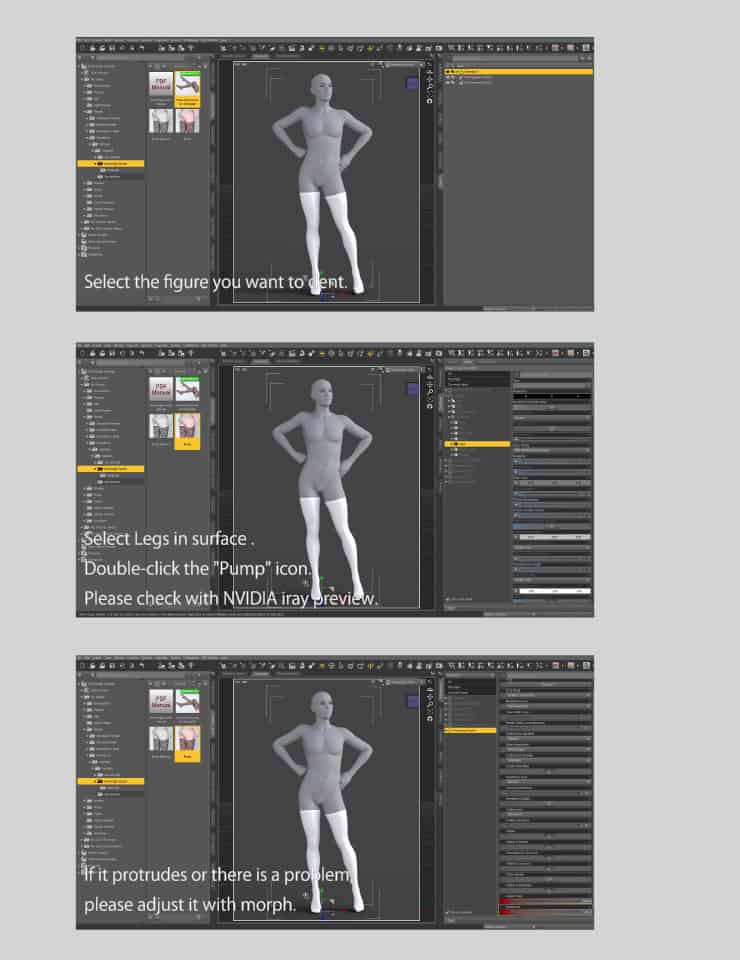 3D SHARDS - High-Quality Daz3D Assets for 3D Modeling with detailed instructions for figure customization and mesh adjustments.