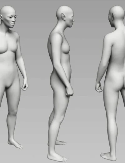 3D fantasy humanoid female character model with elven features, detailed anatomy, and realistic proportions, available for Daz3D and 3D rendering projects.