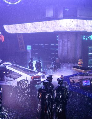 Police car promo w rain