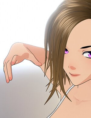 Blue and purple anime eye close-up 3D model for Daz3D assets, detailed character eyes, cartoon girl with striking eye colors, realistic eye textures for 3D rendering.