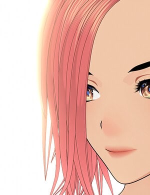 Bright anime-style female character with colorful, detailed eyes showcasing Daz3D assets and 3D character design for digital art.