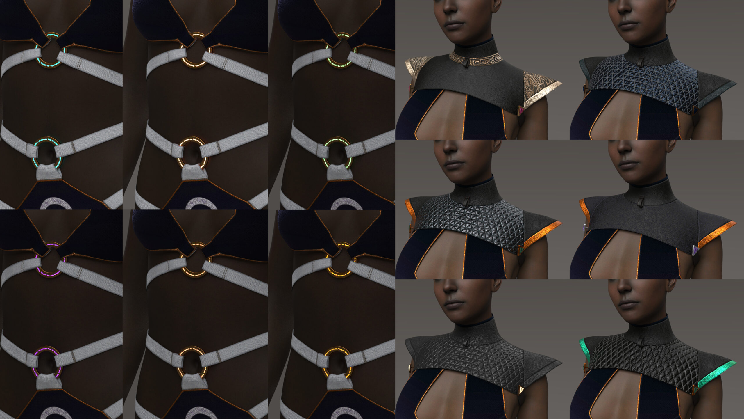 Material Set Promo for the Nocturne Cuirass and Metal Ring text emissives