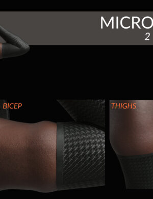 Micropressure vestige Promo. Full outfit view with micropressure and Closeup of Thigh and Bicep Micropressure.