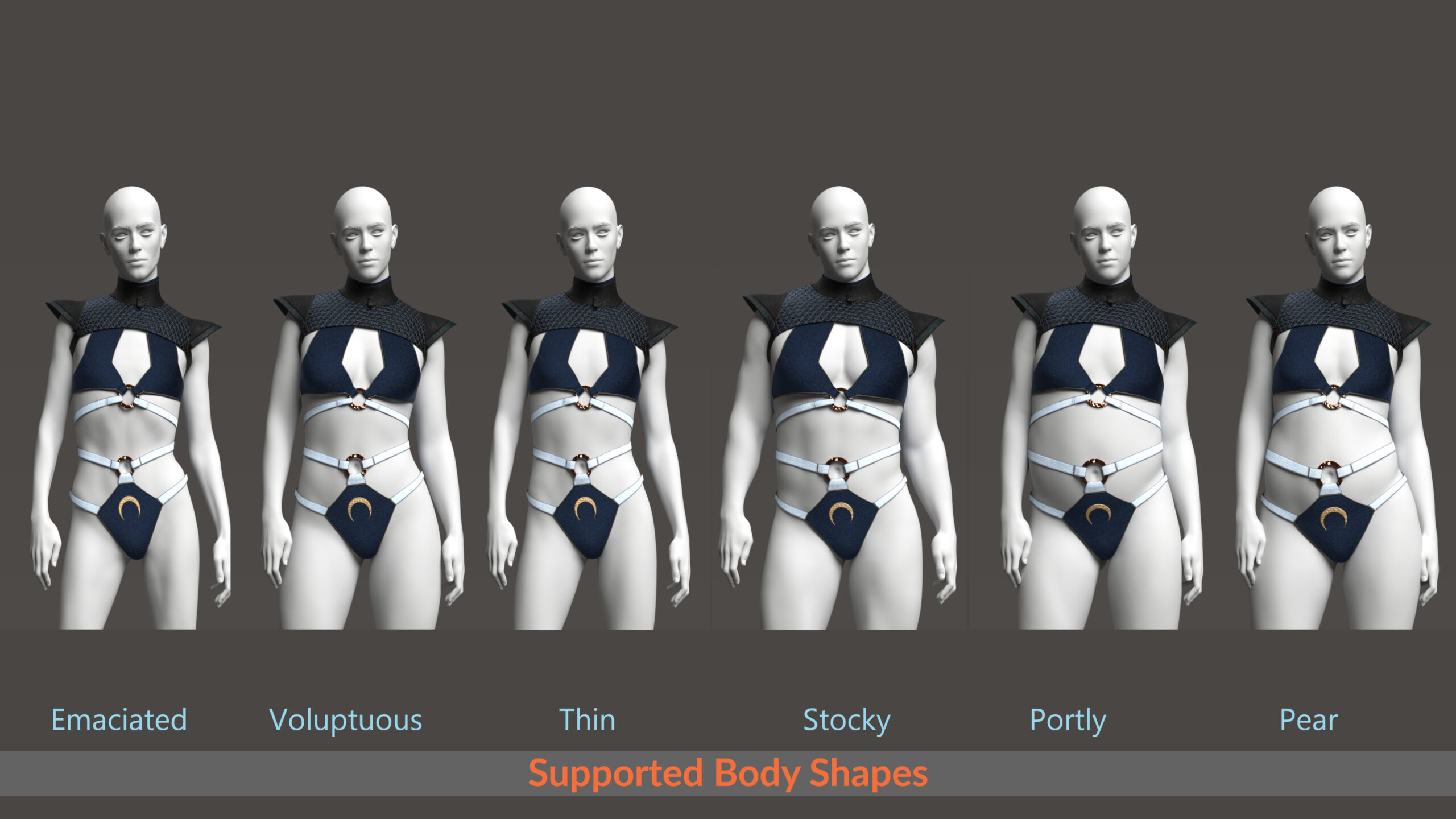 Lineup of the supported base Genesis 9 bodies for Nocturne