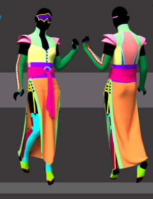 Covenant Vestige Material Zones showing front, back, and leg view