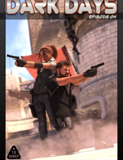 Comic cover featuring armed heroes in a fortress battle, intense and suitable for mature audiences.