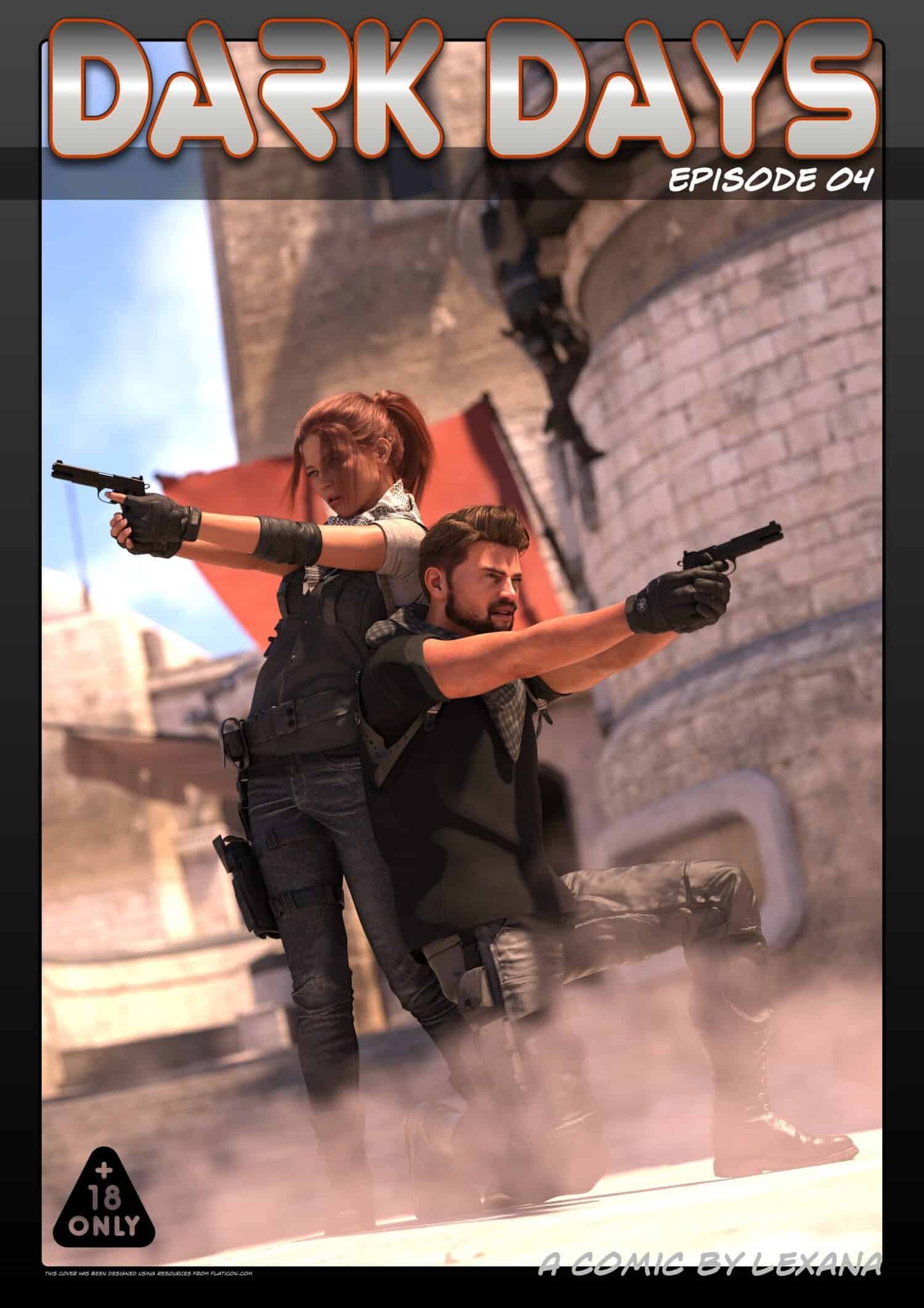 Comic cover featuring armed heroes in a fortress battle, intense and suitable for mature audiences.