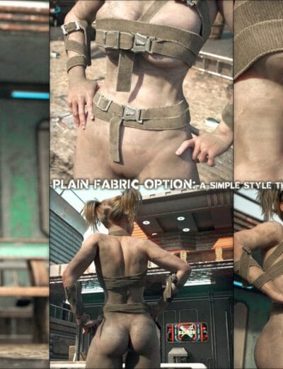 Highly detailed 3D female character with military-style tactical outfit for Daz3D, featuring realistic textures, rugged gear, and versatile poses for sci-fi themed renders.