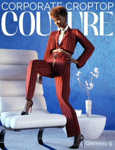 Highly detailed 3D businesswoman apparel for Daz3D, including stylish suit, shoes, and accessories, perfect for professional, corporate, or fashion scenes in Genesis 9.