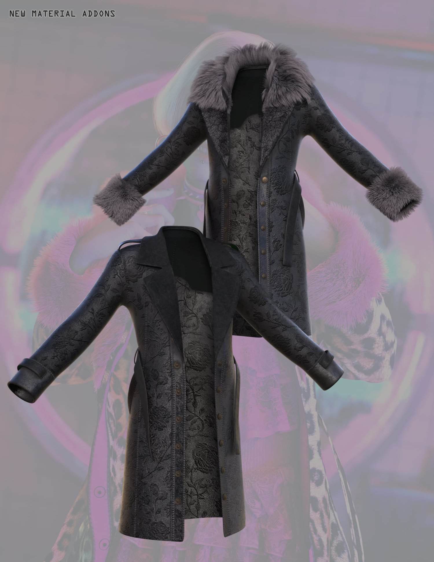 Elegant dark coats with textured fabrics and luxurious fur trim for sophisticated winter style.